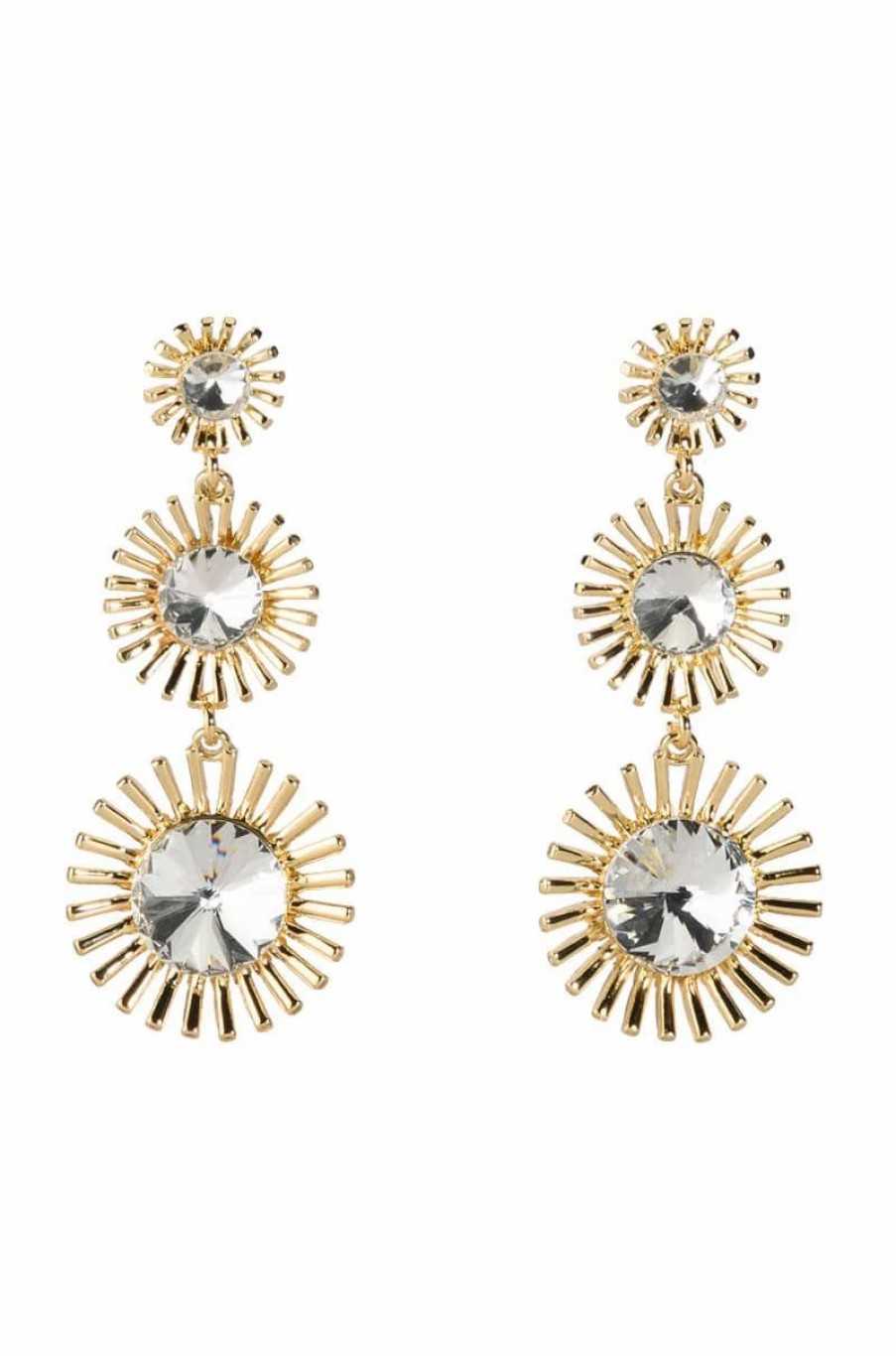 Jewelry * | Stunner Status Rhinestone Sunburst Drop Earrings Multi