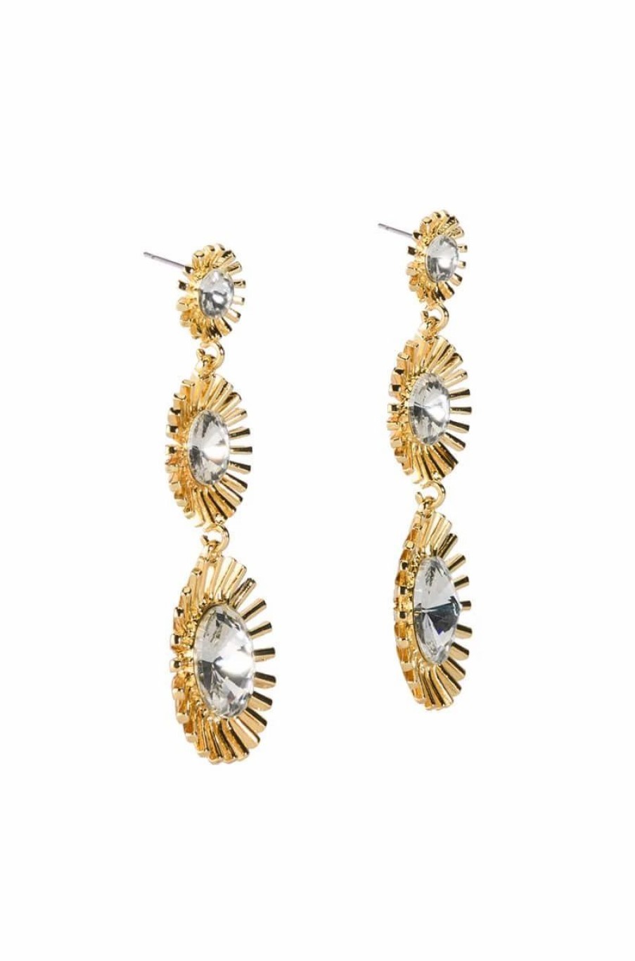 Jewelry * | Stunner Status Rhinestone Sunburst Drop Earrings Multi