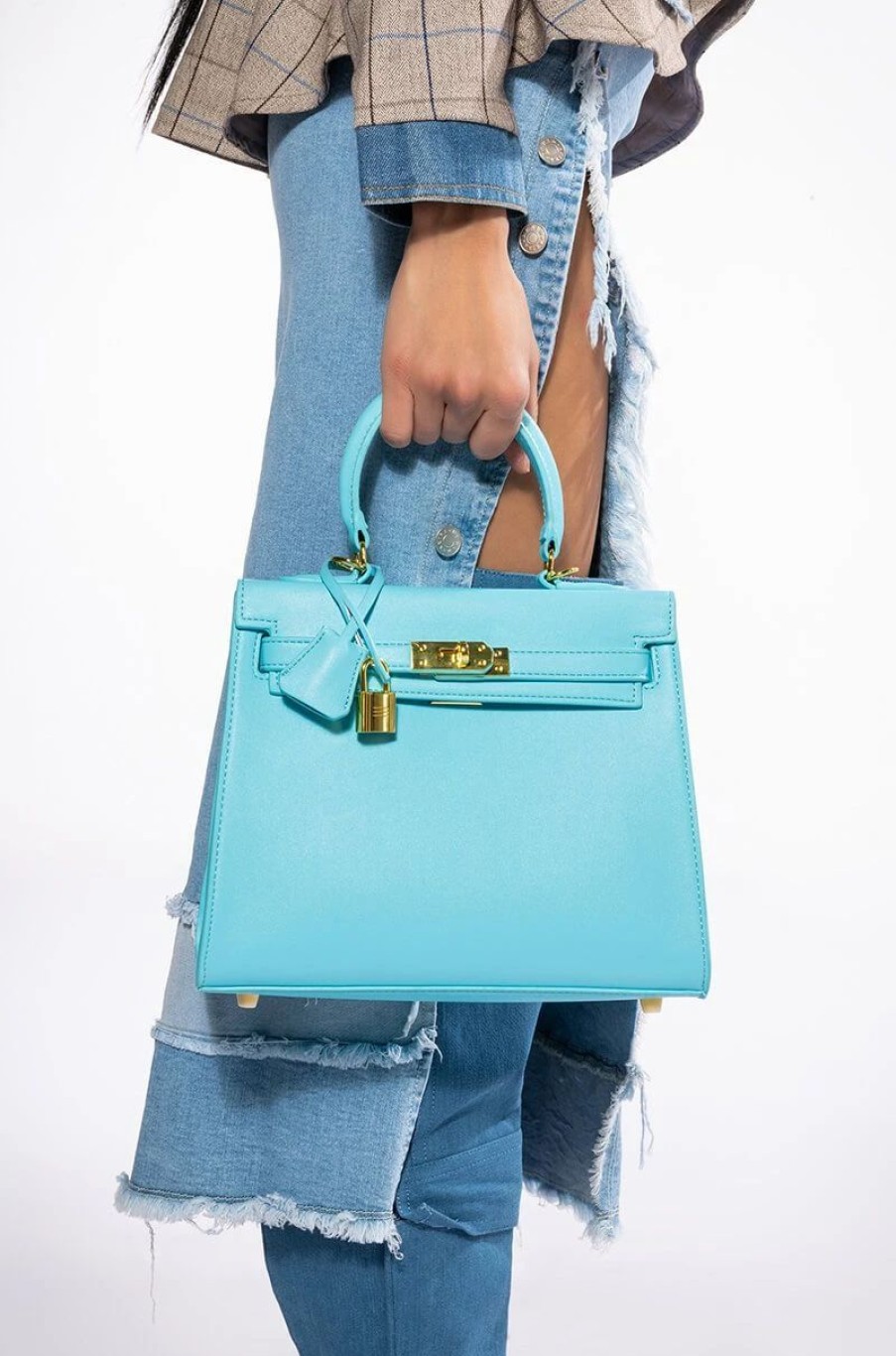 Handbags, Clutches & Wallets * | Work It Pu Leather Light Bag Blue