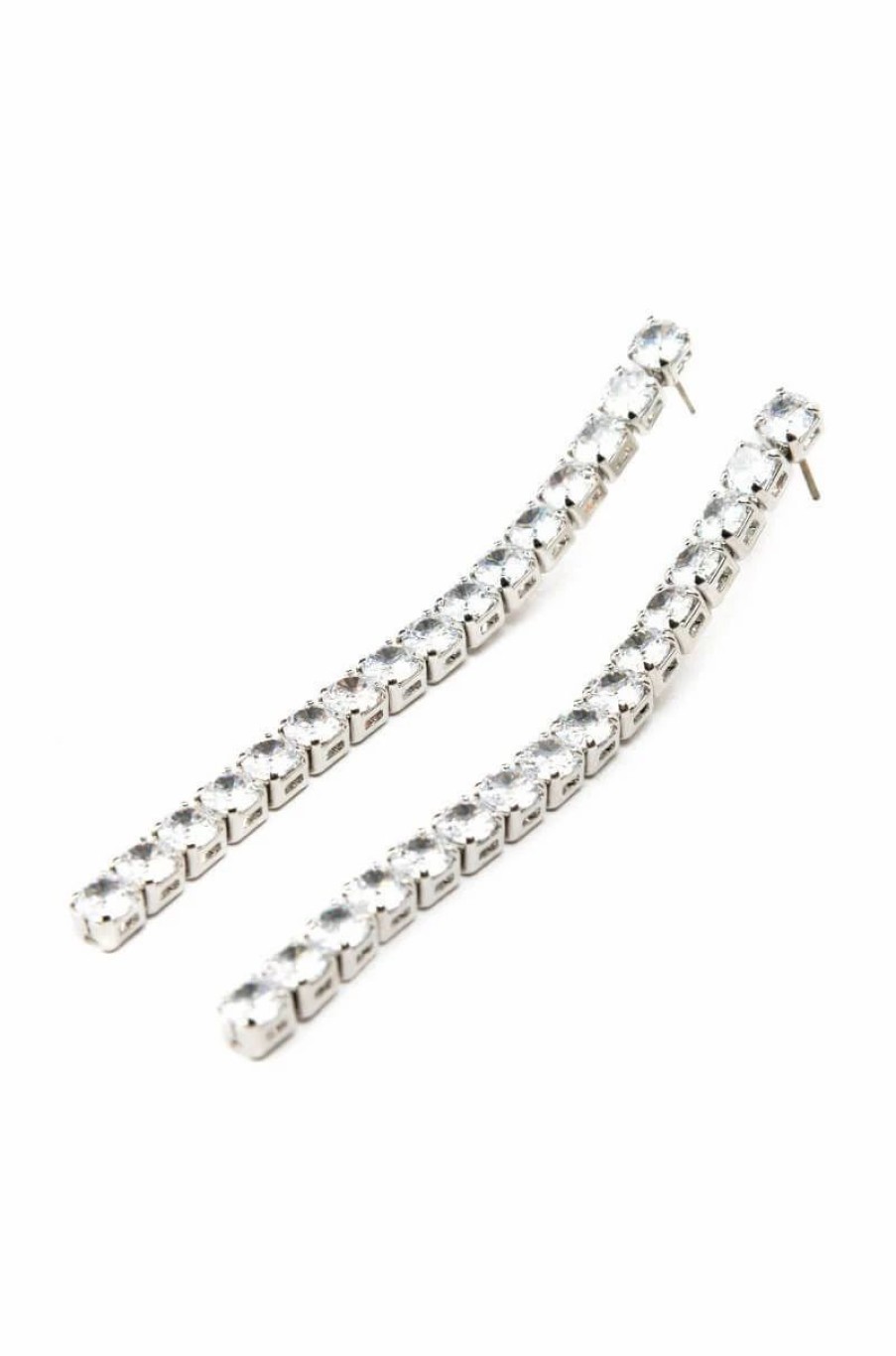 Jewelry * | Drop It Down Low Rhinestone Earring Silver