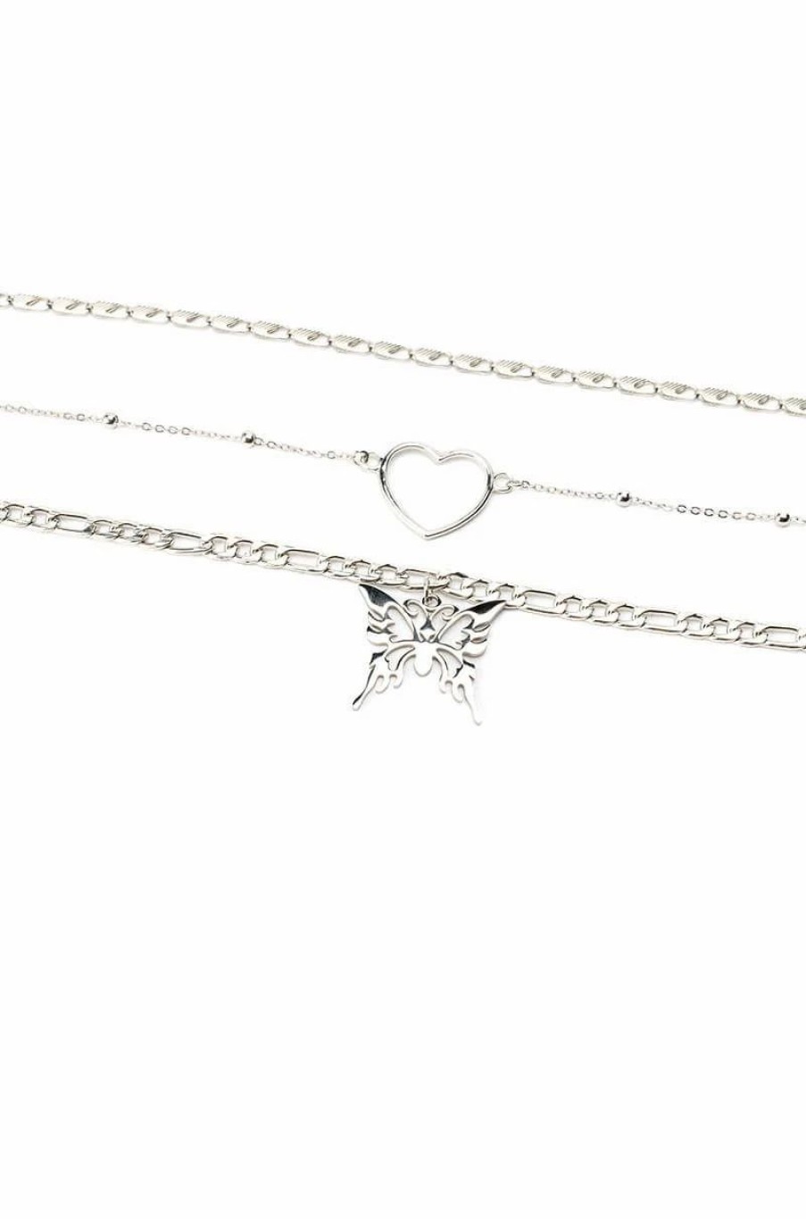 Jewelry * | Butterfly Doors Necklace Set Silver