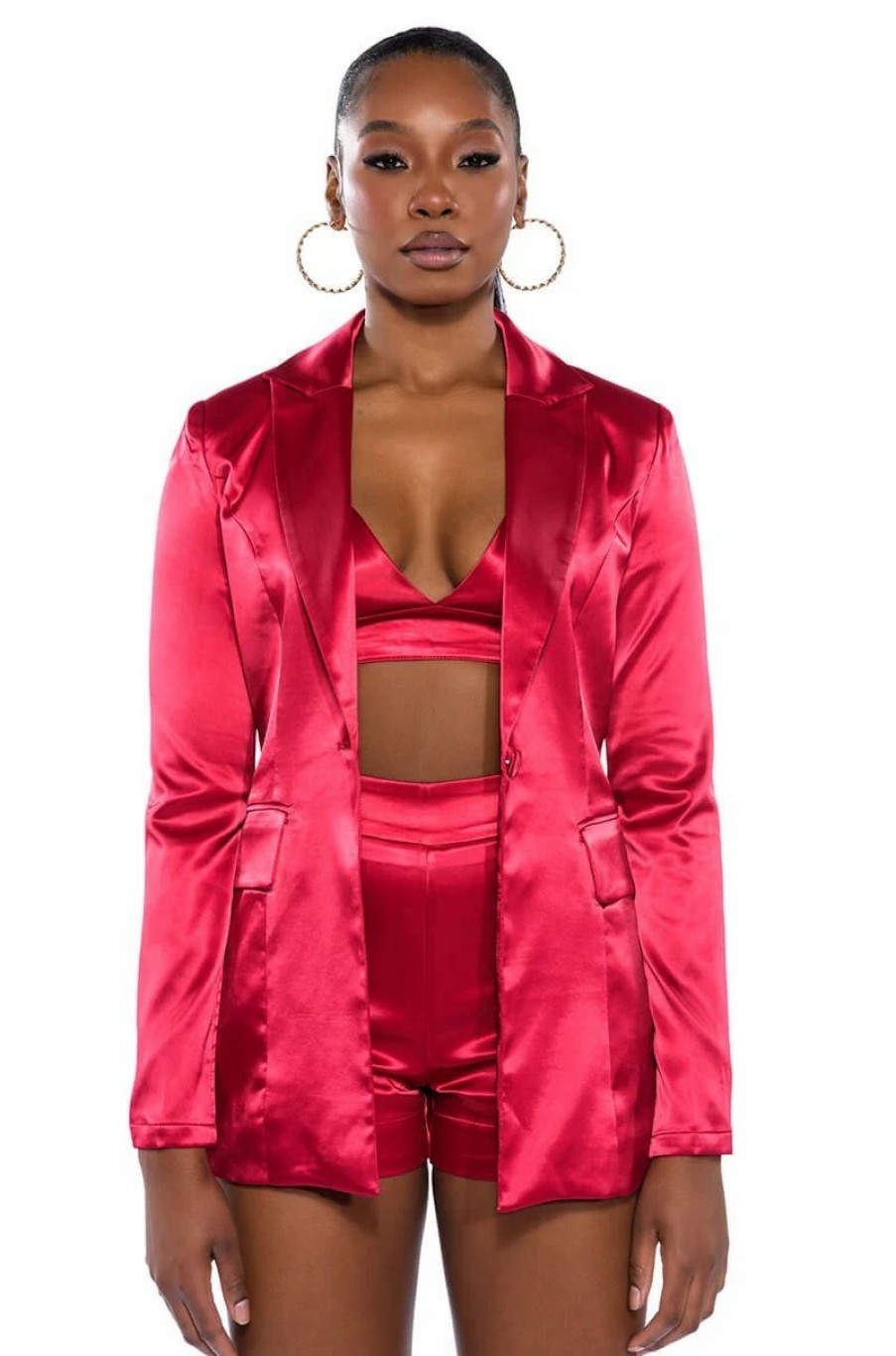 Crop Tops & Bralettes * | Spring Satin Bralette Red