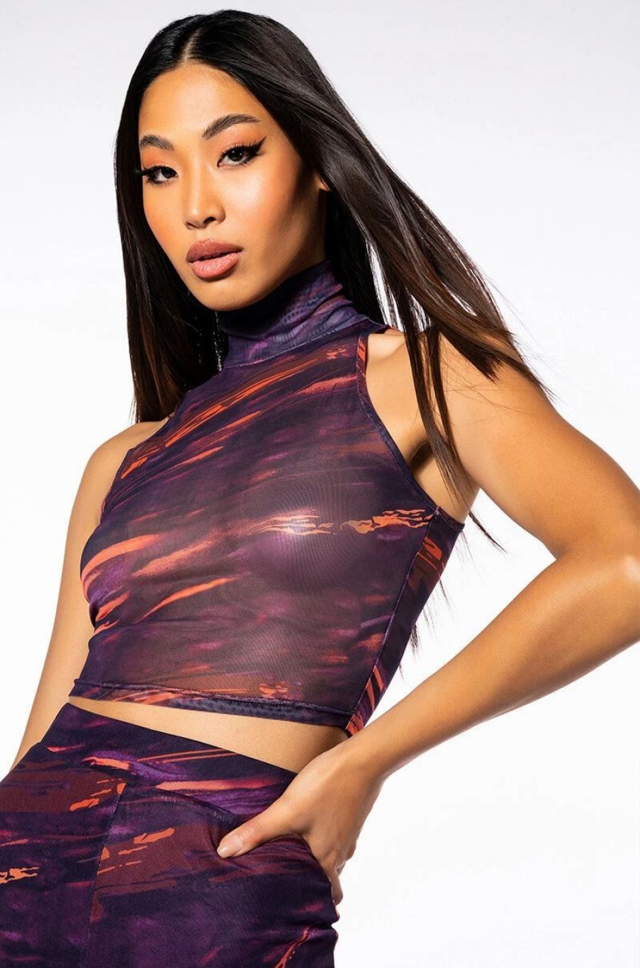 Crop Tops & Bralettes * | Something Special Mesh Tank Top Purple Multi