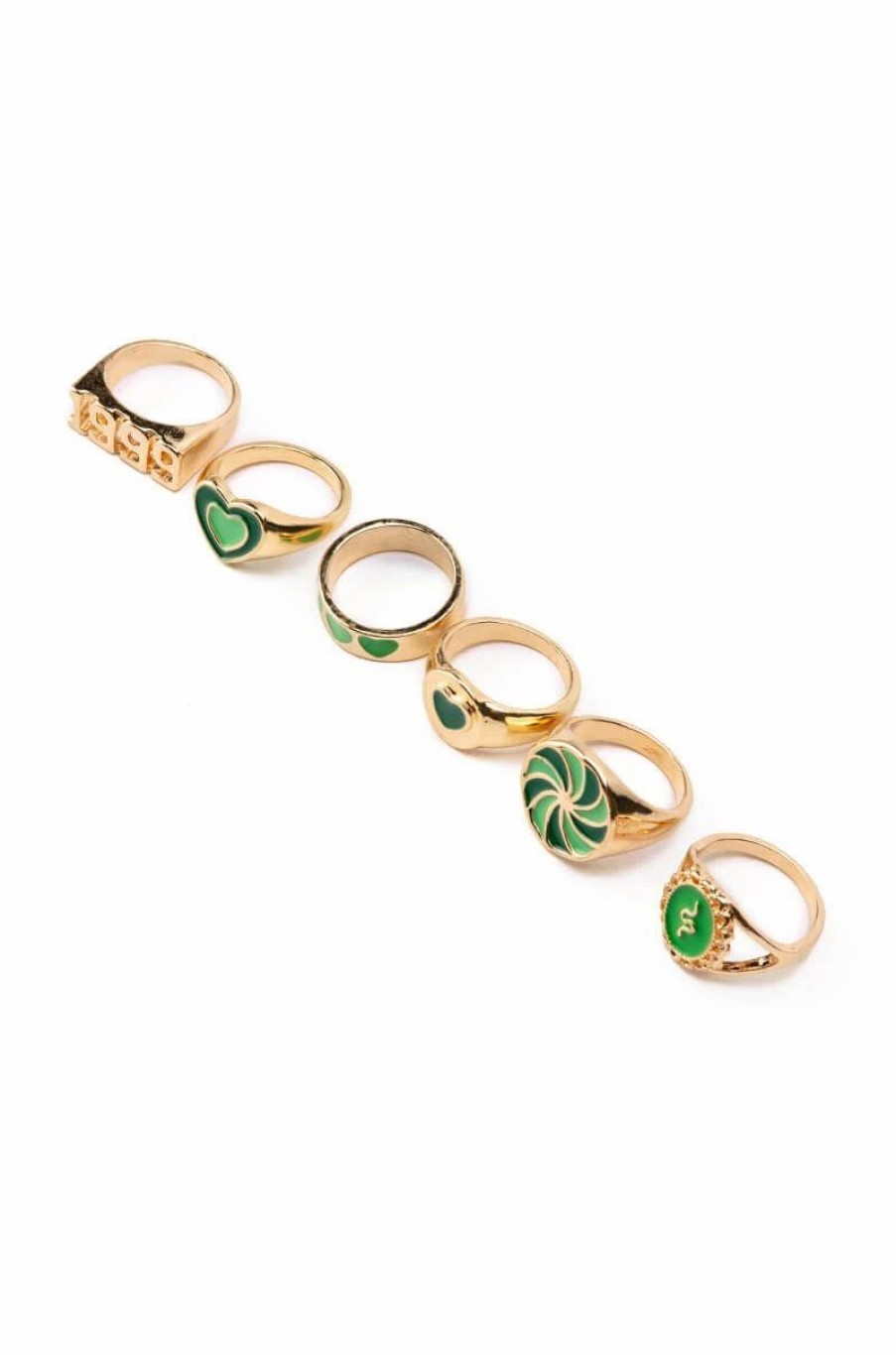 Jewelry * | Envious Enamel Ring Set Green