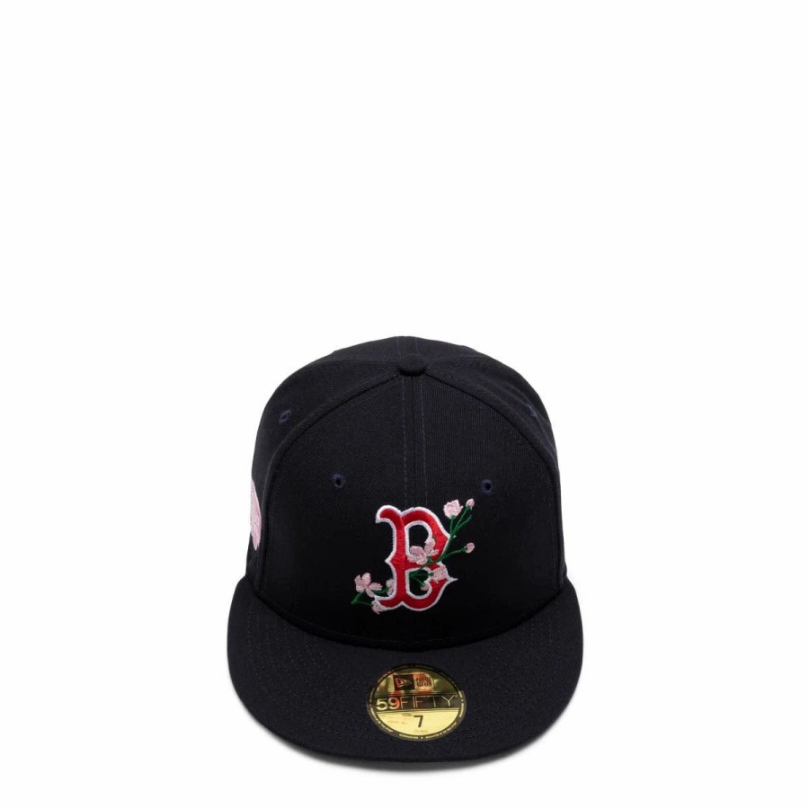 Headwear * | New Era 59Fifty Boston Red Sox Side Patch Bloom Fitted Cap Navy