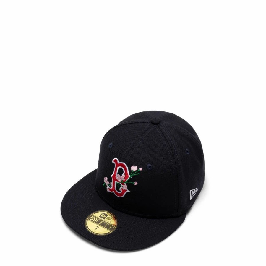 Headwear * | New Era 59Fifty Boston Red Sox Side Patch Bloom Fitted Cap Navy