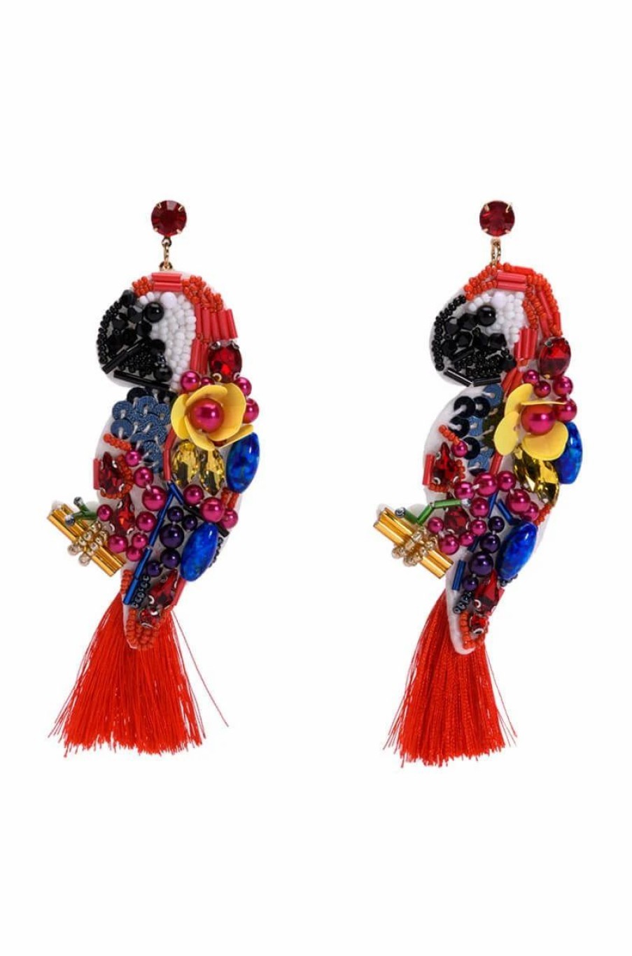 Jewelry * | Is There An Echo In Here Beaded Earrings Red Multi