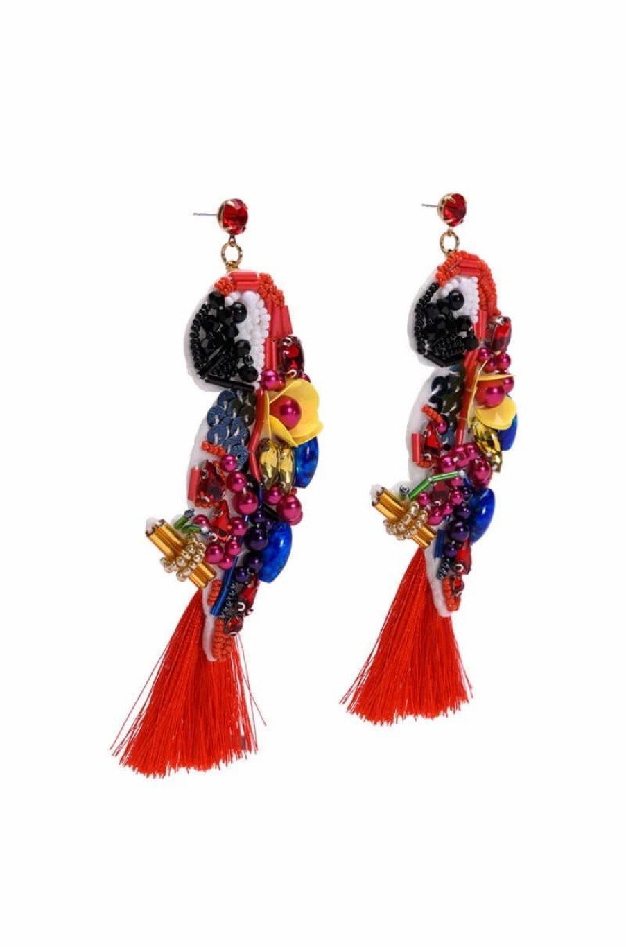 Jewelry * | Is There An Echo In Here Beaded Earrings Red Multi