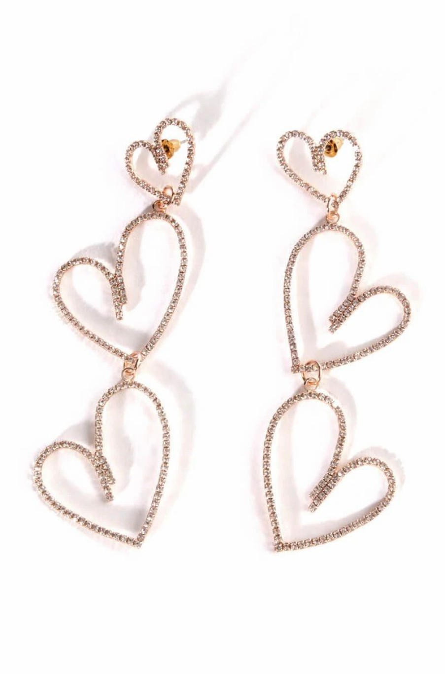 Jewelry * | All My Lovin Rhinestone Dangle Earrings Rose Gold