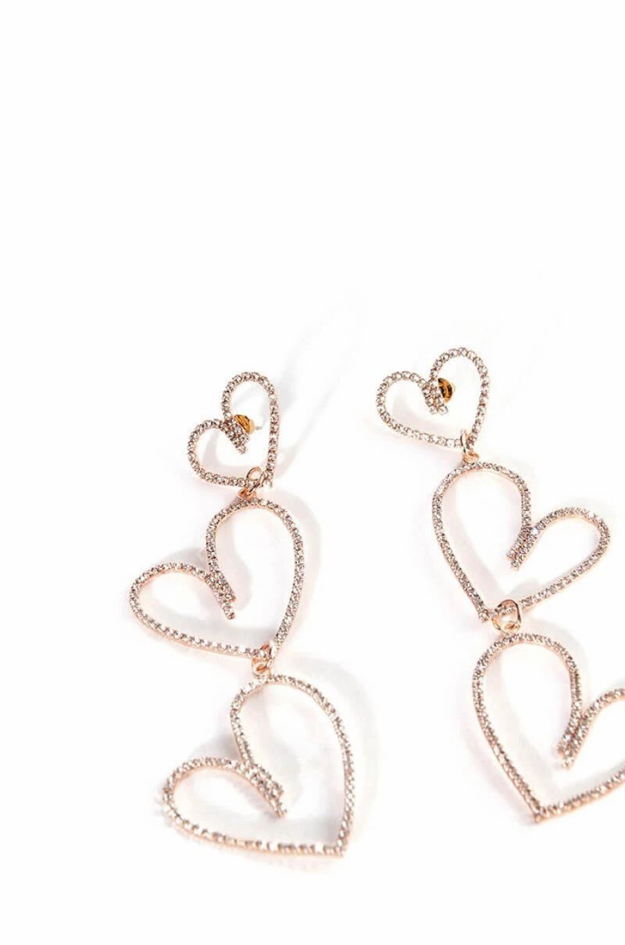 Jewelry * | All My Lovin Rhinestone Dangle Earrings Rose Gold