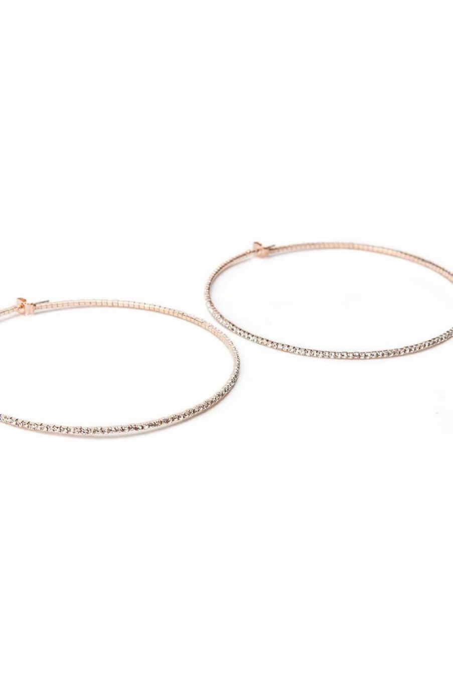 Jewelry * | Sparkle 80Mm Rhinestone Hoops Rose Gold