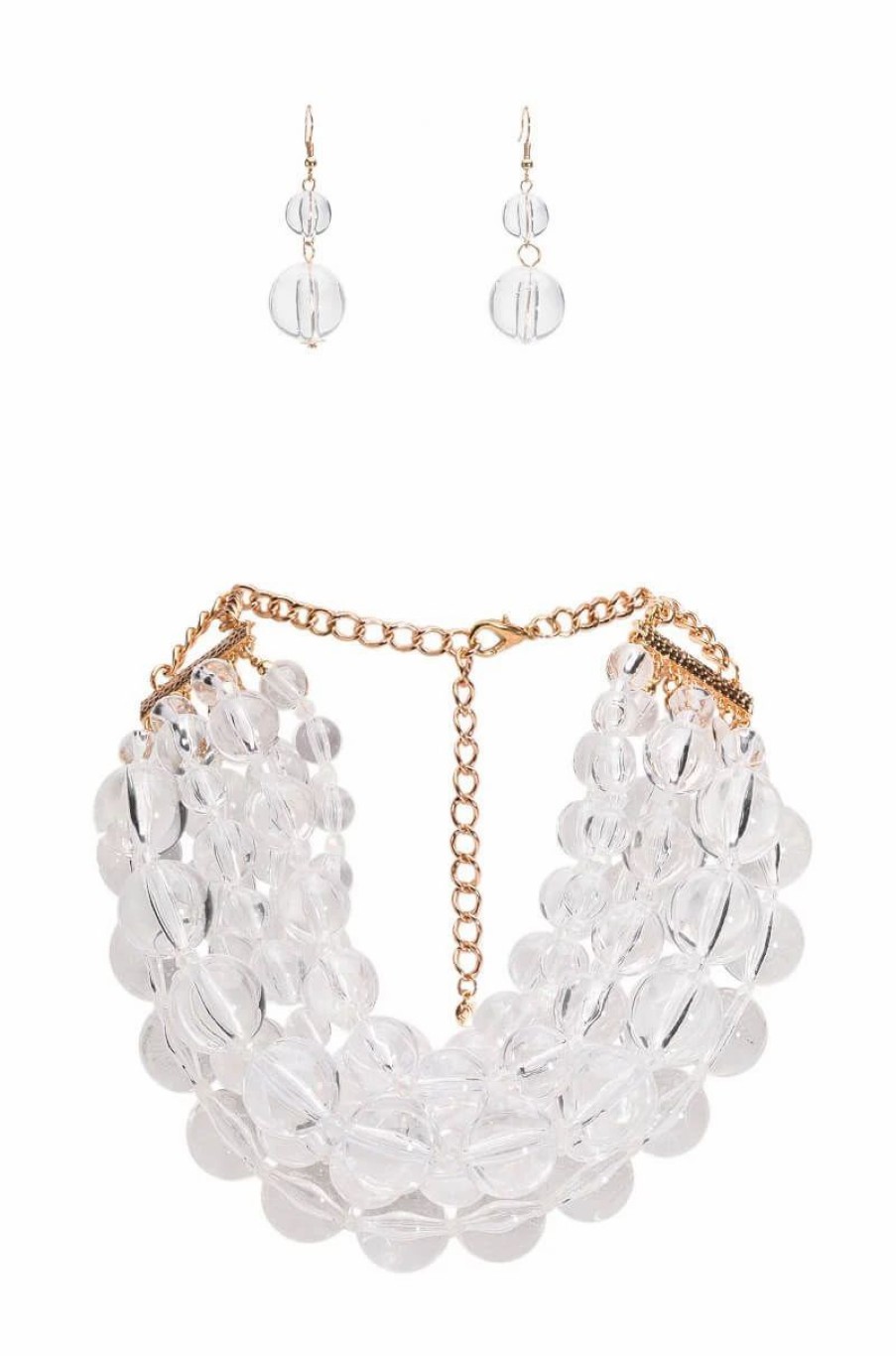 Jewelry * | The Way Bubble Statement Necklace Set Clear