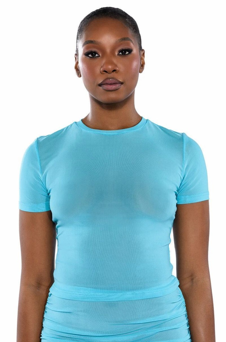 Crop Tops & Bralettes * | Simple Bliss Mesh Top Blue