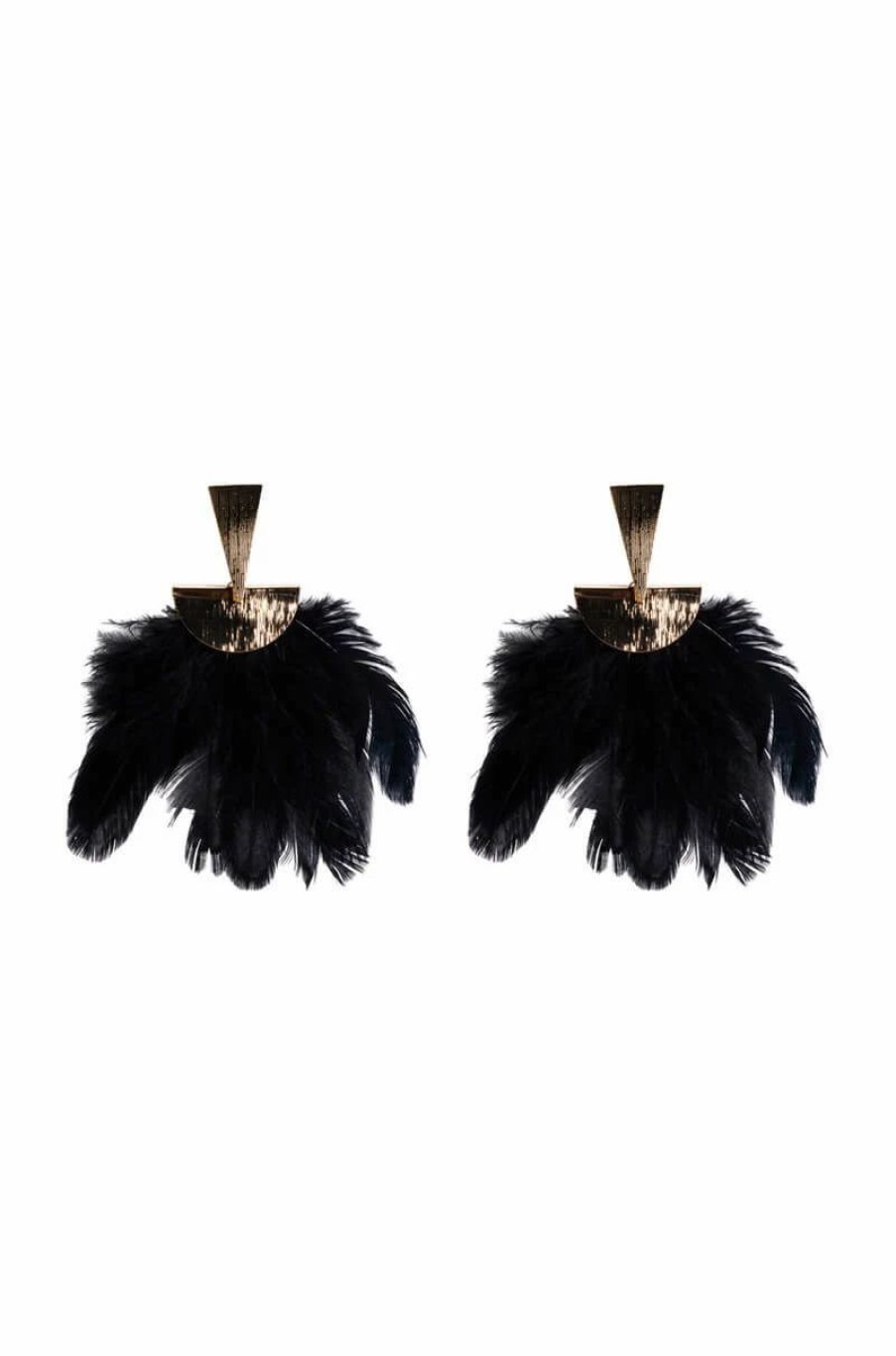 Jewelry * | Raise Your Standards Feather Earrings Black