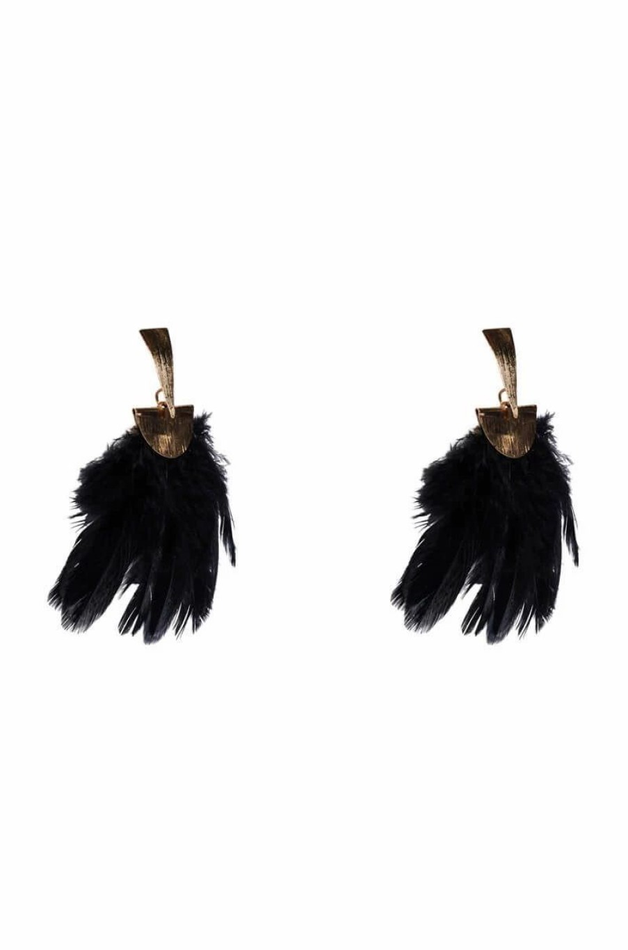 Jewelry * | Raise Your Standards Feather Earrings Black