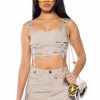 Crop Tops & Bralettes * | Down For Anything Cargo Crop Top Gray