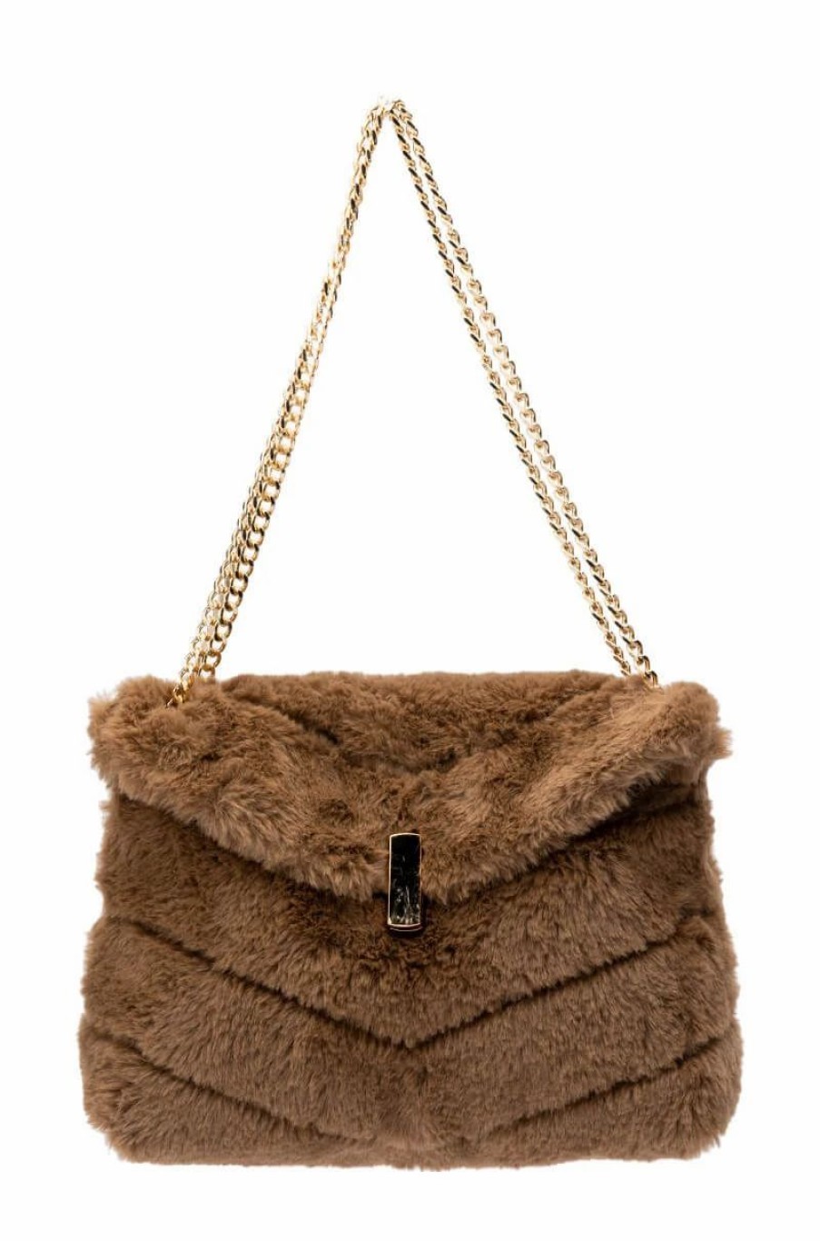 Handbags, Clutches & Wallets * | Divine Faux Fur Purse Tan