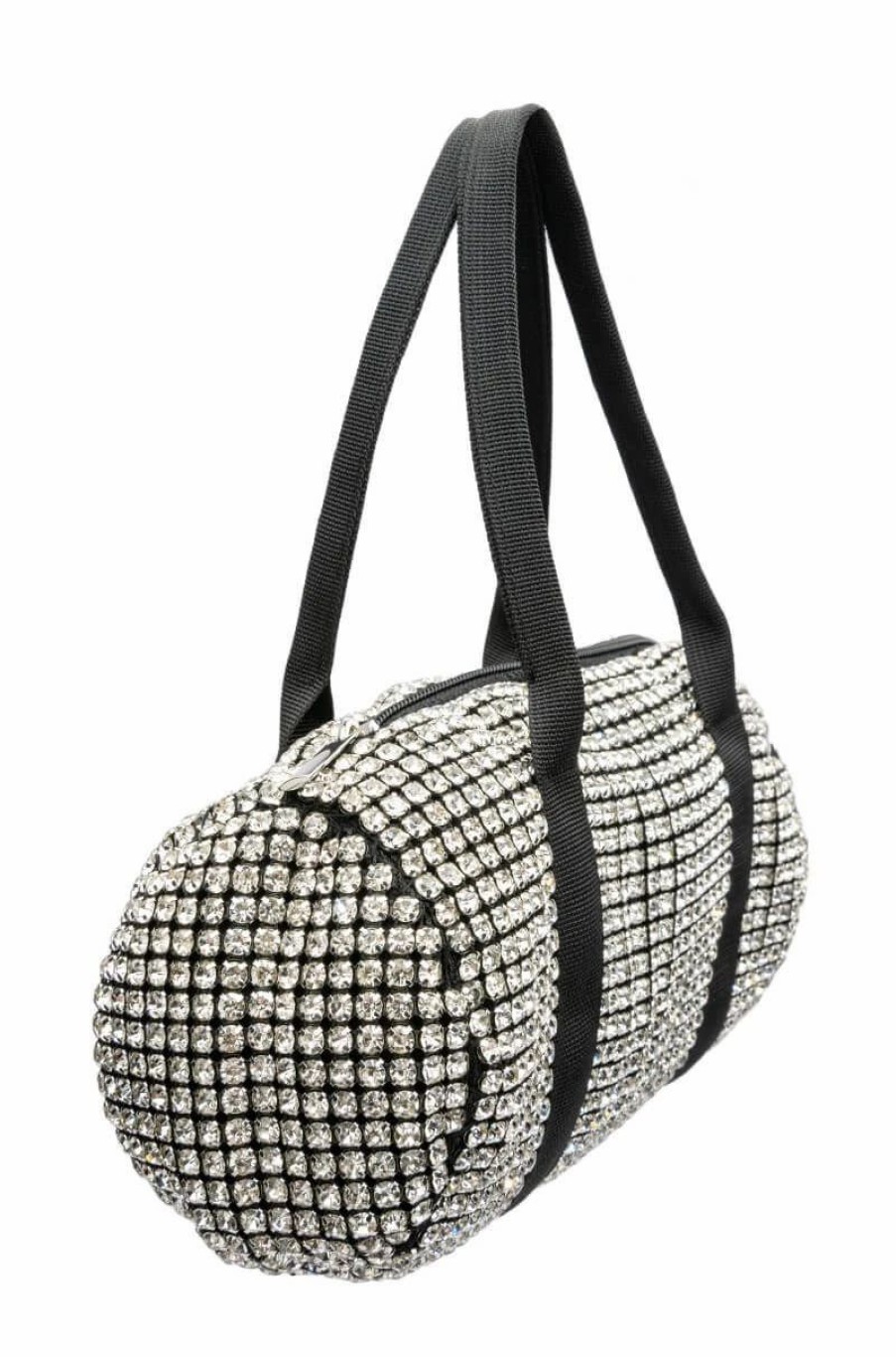 Handbags, Clutches & Wallets * | Ftw Rhinestone Cylinder Purse Silver