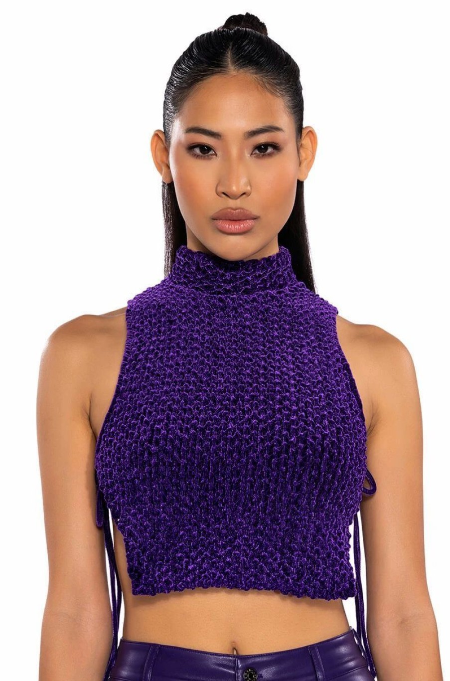 Crop Tops & Bralettes * | Echo Velvet Sleeveless Top In Purple