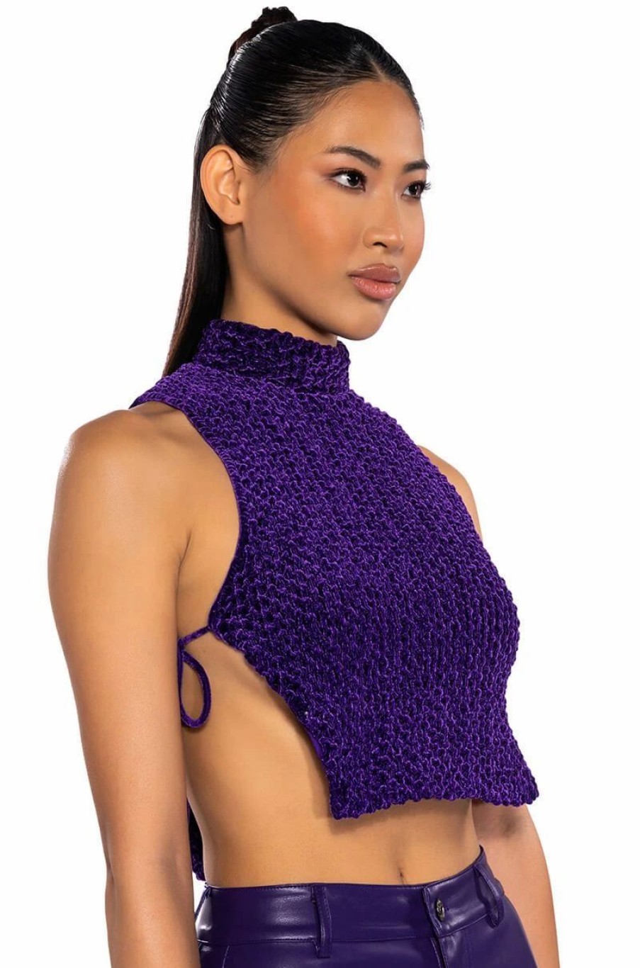 Crop Tops & Bralettes * | Echo Velvet Sleeveless Top In Purple