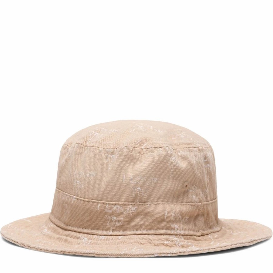 Headwear * | Fucking Awesome I Love You Twill Bucket Hat Khaki