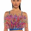 Crop Tops & Bralettes * | Real Ostrich Feather Top In Multi