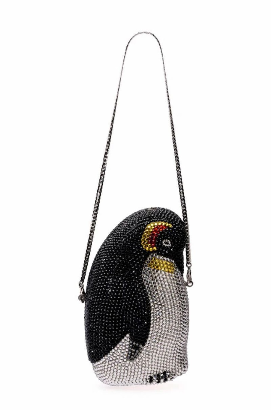 Handbags, Clutches & Wallets * | March Of The Penguin Bling Rhinestone Clutch Black Multi