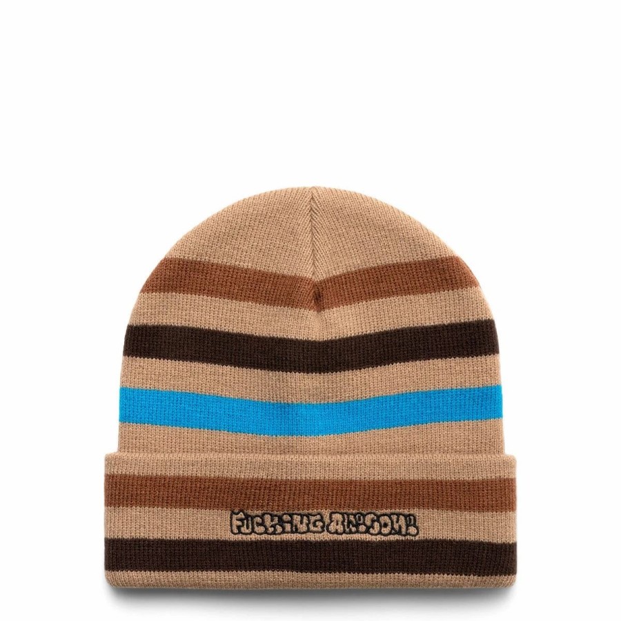 Headwear * | Fucking Awesome Wanto Striped Cuff Beanie Brown/Multi