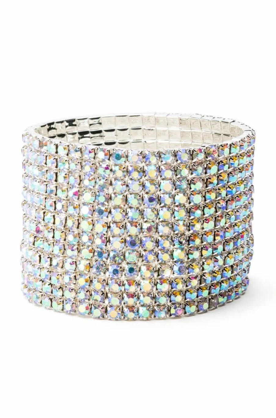 Jewelry * | Cuff It Rhinestone Stretch Bracelet Silver Ab