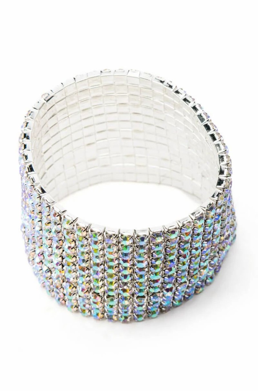 Jewelry * | Cuff It Rhinestone Stretch Bracelet Silver Ab