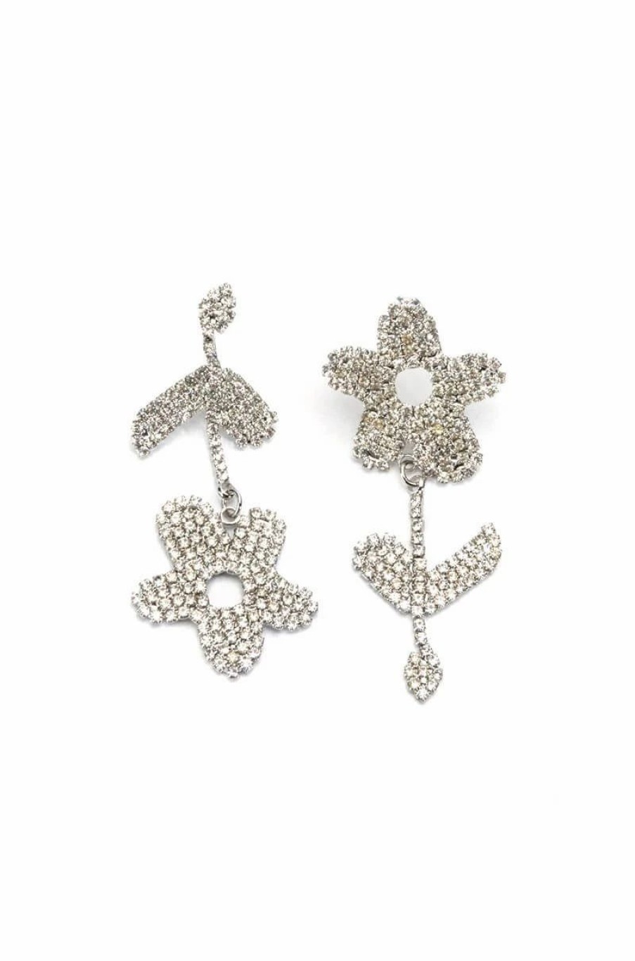 Jewelry * | Ready To Bloom Rhinestone Dangle Earrings Silver