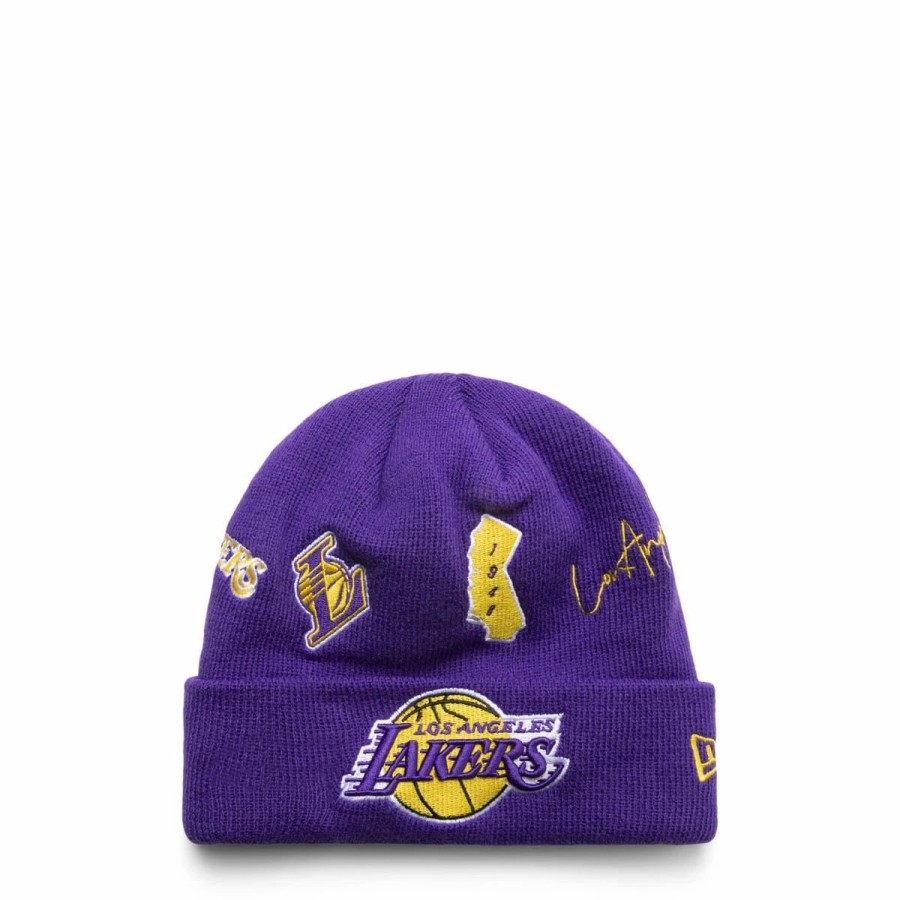 Headwear * | New Era Knit Identity La Lakers Beanie Purple