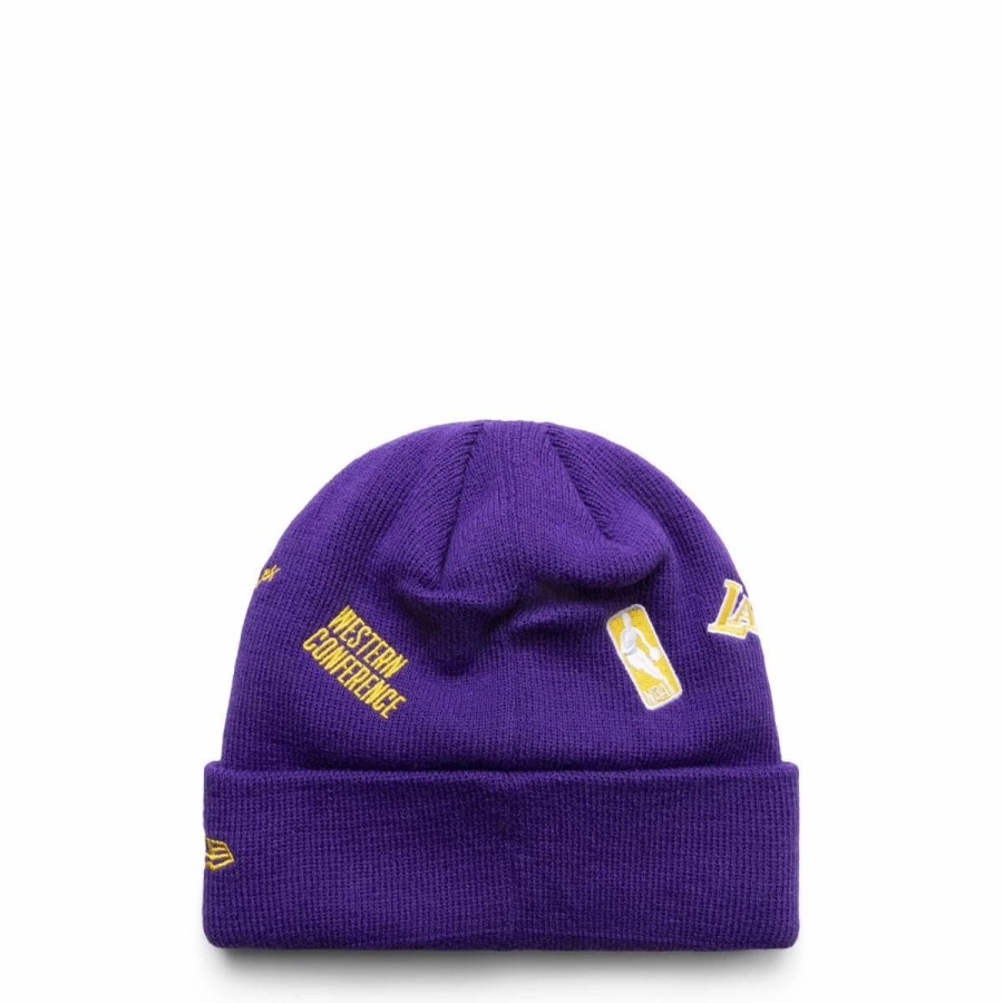 Headwear * | New Era Knit Identity La Lakers Beanie Purple