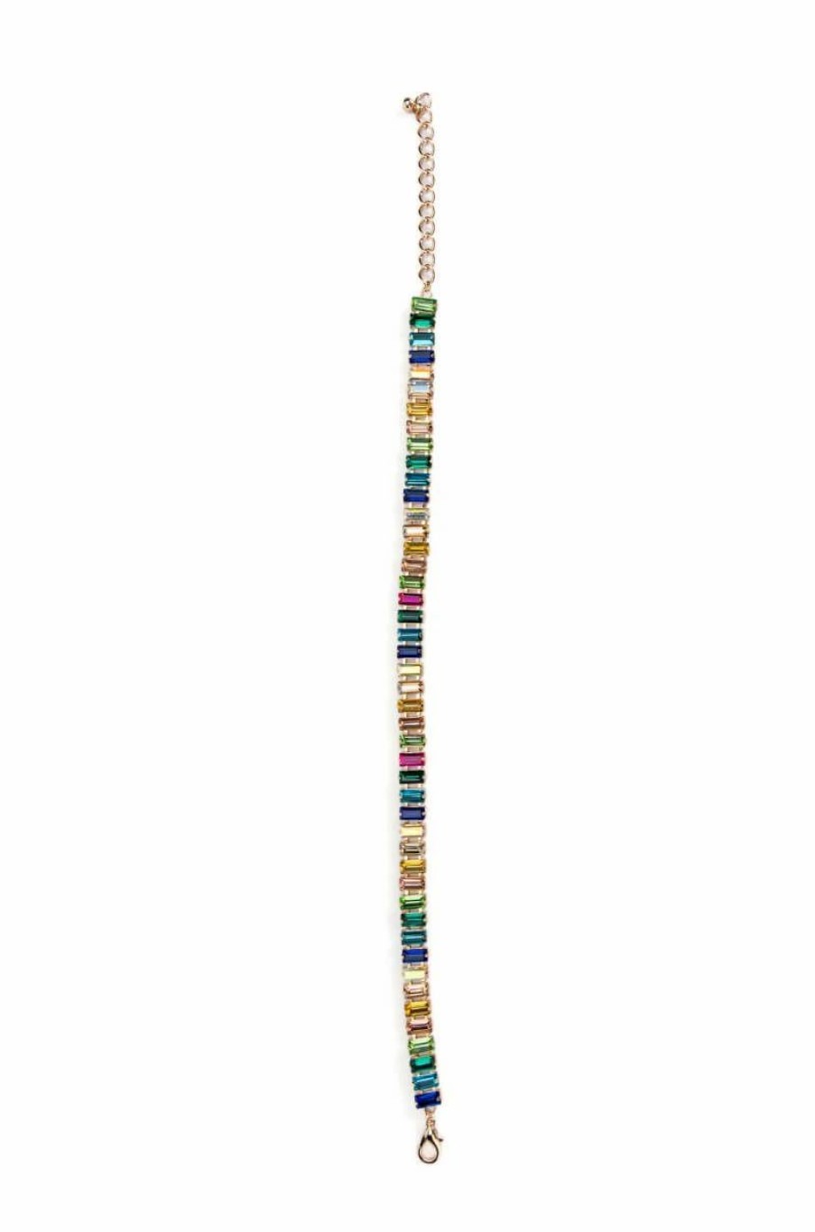 Jewelry * | Rainbow Drip Rhinestone Choker Multi