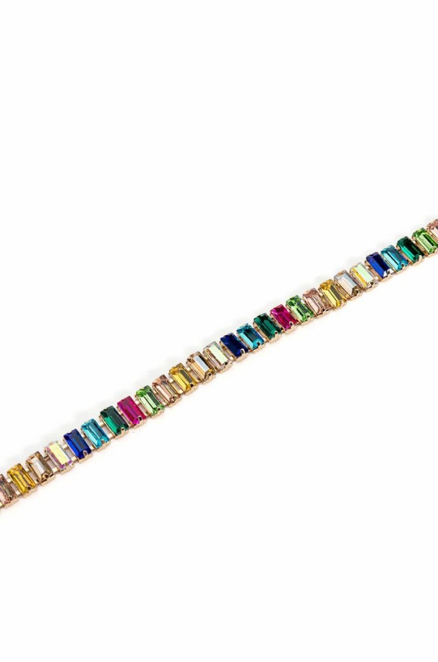 Jewelry * | Rainbow Drip Rhinestone Choker Multi