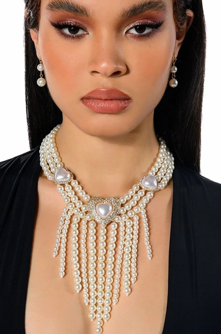 Jewelry * | Top Notch B Layered Pearl Necklace And Earring Set Multi