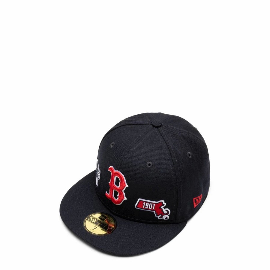 Headwear * | New Era 59Fifty Boston Red Sox Identity Fitted Cap Navy