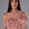 Crop Tops & Bralettes * | Happily Ever After Sleeveless Feather Top In Blush