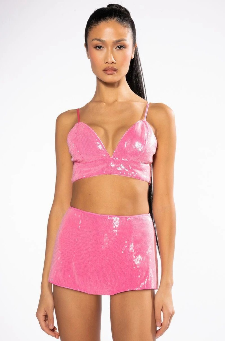 Crop Tops & Bralettes * | Sparkle And Shine Sequin Bralette Pink