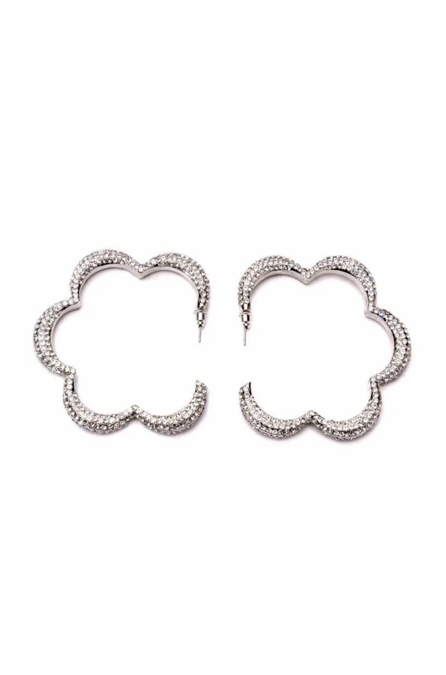 Jewelry * | Head In The Clouds Embellished Hoops Silver