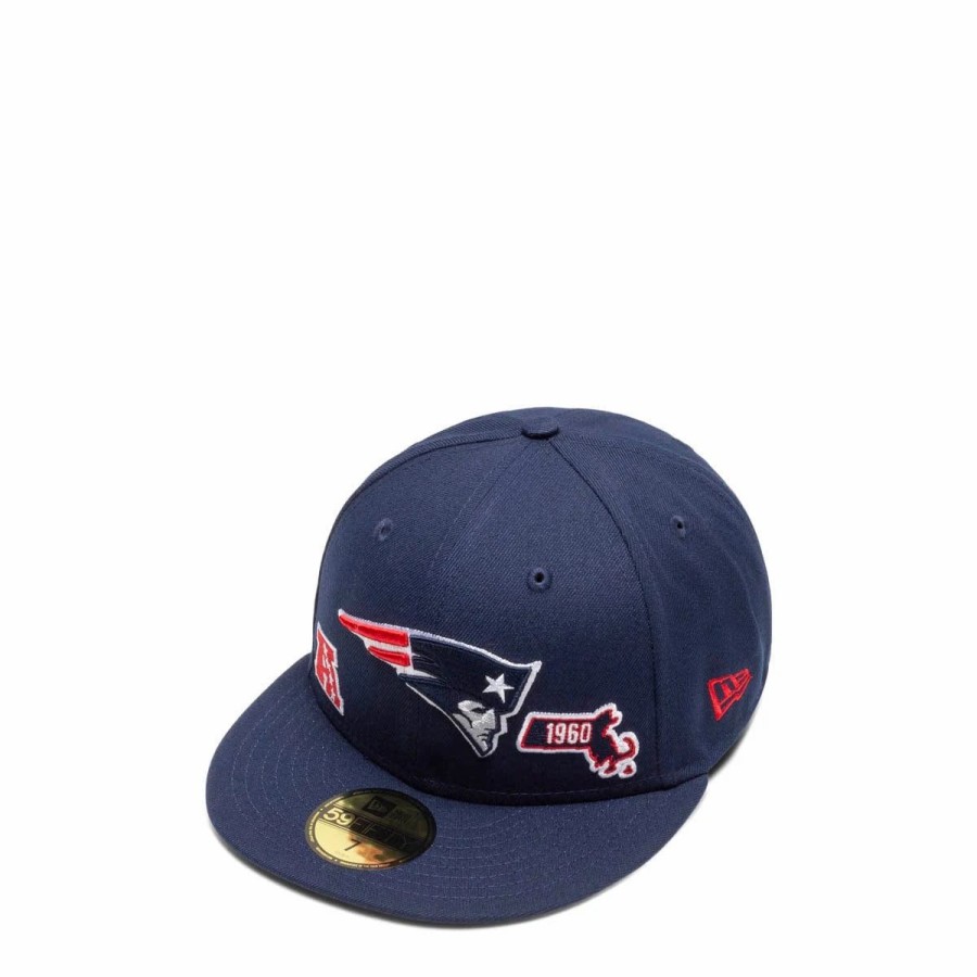 Headwear * | New Era 59Fifty New England Patriots Identity Fitted Cap Navy