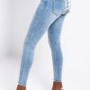 Denim * | All Over Lace Up Back Skinny Jeans