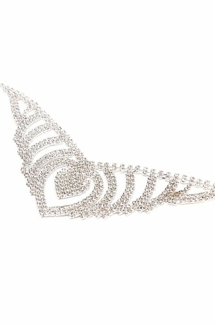 Jewelry * | Modern Royalty Rhinestone Necklace Silver