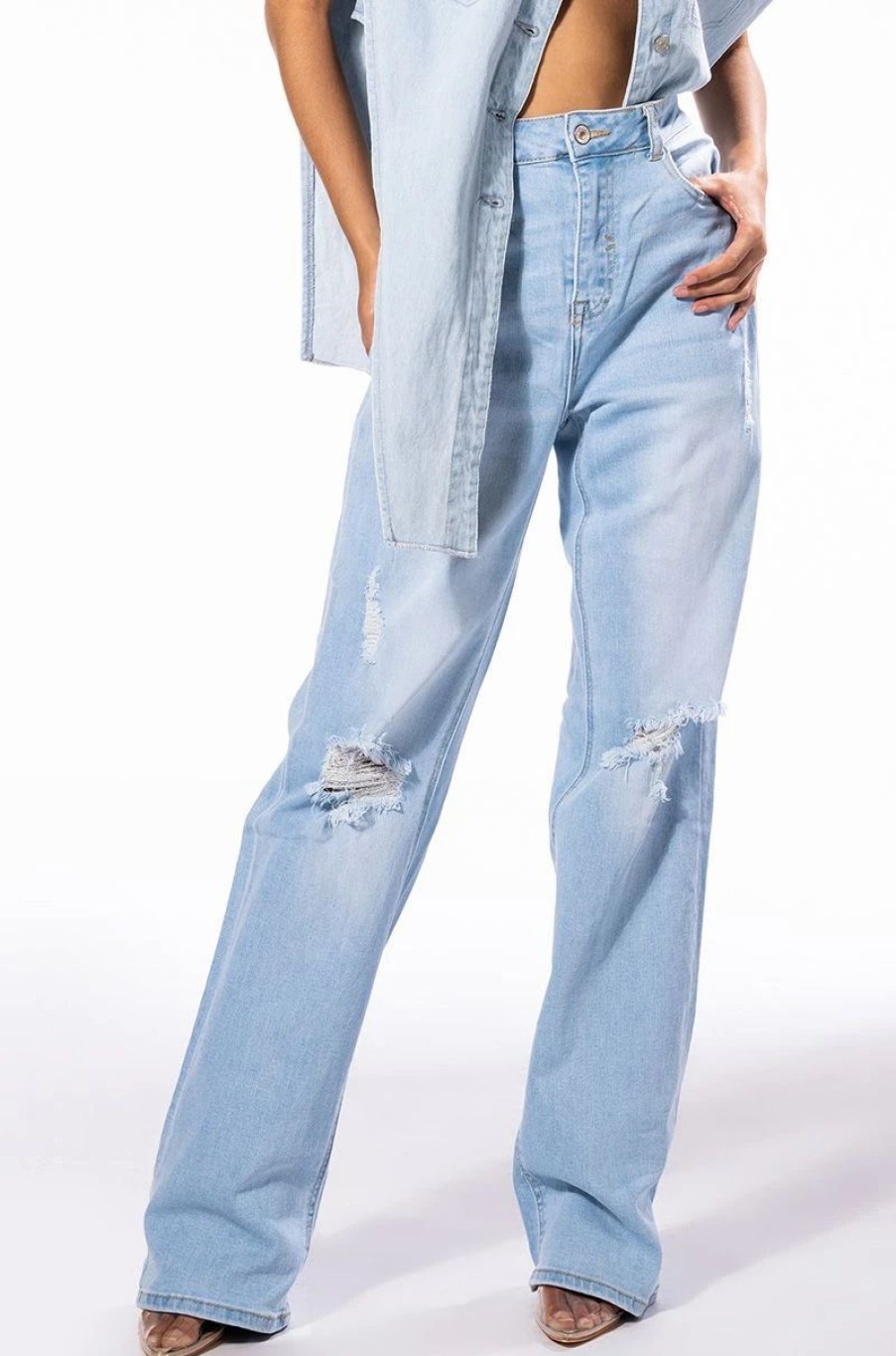 Denim * | Always First Straight Fit Jeans Light Blue Denim