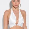 Crop Tops & Bralettes * | Your Place Or Mine Satin Halter Bralette White