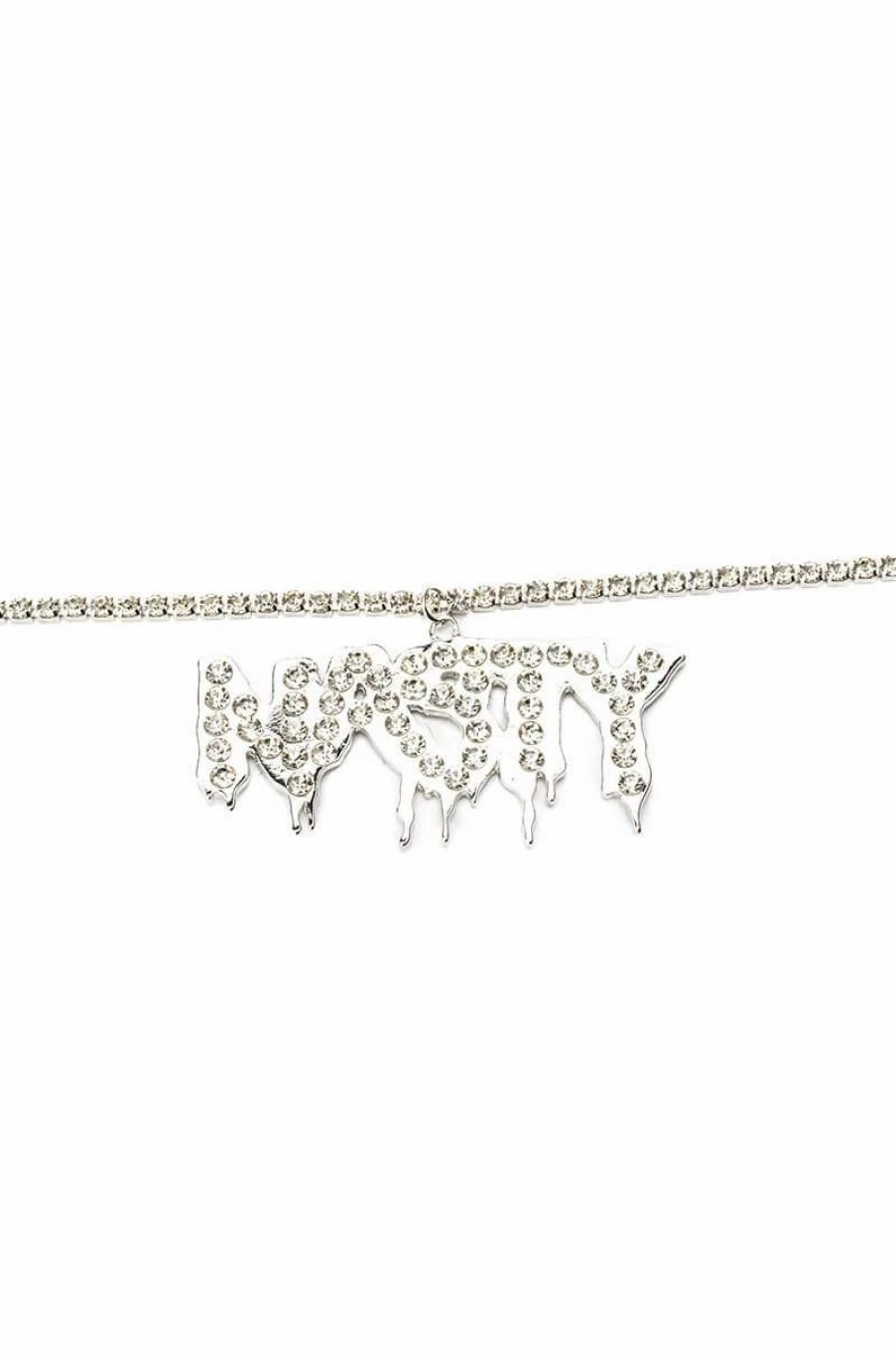 Jewelry * | Nasty Rhinestone Necklace Silver