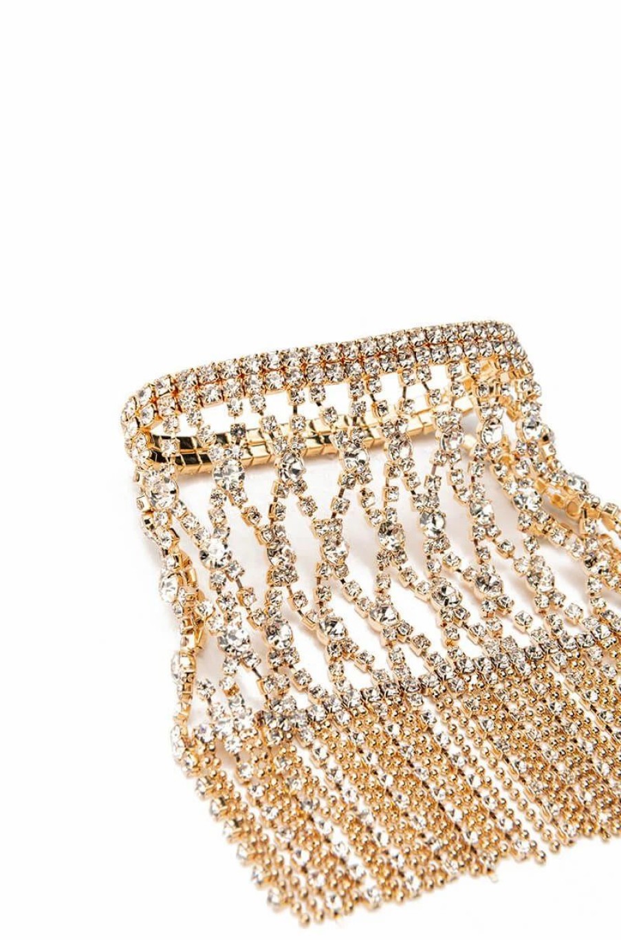 Jewelry * | So True Bestie Icy Lacy Fringe Rhinestone Statement Bracelet Gold