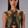 Crop Tops & Bralettes * | Dakota Symmetric Cutout Top Olive