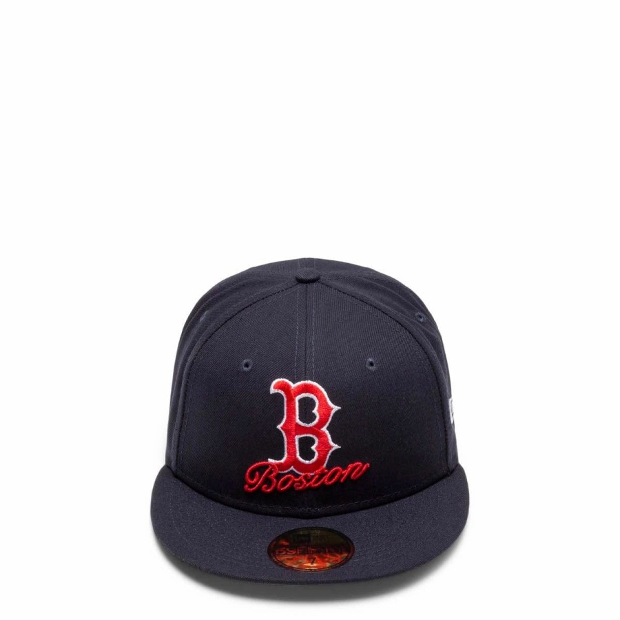 Headwear * | New Era 59Fifty Boston Red Sox Dual Logo Fitted Cap Navy