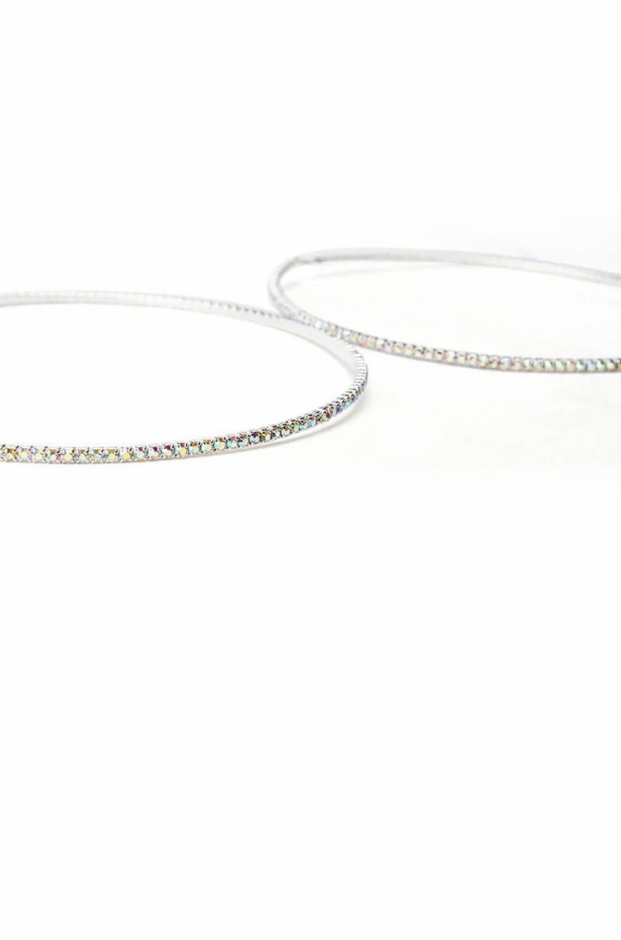 Jewelry * | Fine Line Ab 80Mm Hoop Earrings Silver Ab